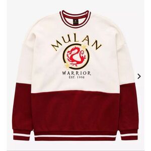 Disney Princess Small Mulan burgundy cream Mushu dragon embroidered sweater vars